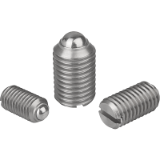 03010 - Spring plungers with slot and ball, stainless steel