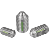 03011 - Spring plungers with slot and ball, LONG-LOK secured, stainless steel