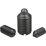 03020 - Spring plungers with slot and thrust pin, steel