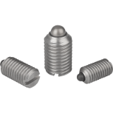 03025 - Spring plungers with slot and thrust pin, stainless steel