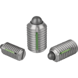 03026 - Spring plungers with slot and thrust pin, LONG-LOK secured, stainless steel
