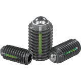 03031 - Spring plungers with hexagon socket and ball, LONG-LOK secured, steel