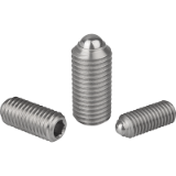 03035 - Spring plungers with hexagon socket and ball, stainless steel