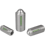 03036 - Spring plungers with hexagon socket and ball, LONG-LOK secured, stainless steel