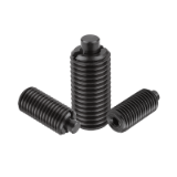 03040-02 - Spring plungers with hexagon socket and flattened thrust pin, steel