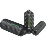 03041 - Spring plungers with hexagon socket and thrust pin, LONG-LOK secured, steel