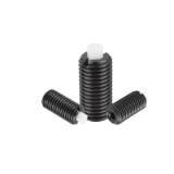 03050-01 - Spring plungers with hexagon socket and flattened POM thrust pin, steel