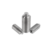 03055-01 - Spring plungers with hexagon socket and flattened thrust pin, stainless steel