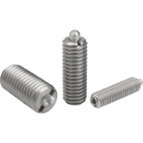 03055 - Spring plungers with hexagon socket and thrust pin, stainless steel