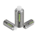 03059-01 - Spring plungers with hexagon socket and flattened thrust pin, stainless steel
