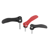 04233 - Cam levers adjustable with plastic handle external thread, steel or stainless steel