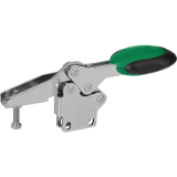 05904 - Toggle clamps horizontal with safety interlock with straight foot and adjustable clamping spindle, stainless steel