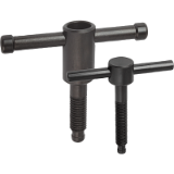 06150 - T-thrust screws with fixed or sliding T-bar, DIN 6304 or DIN 6306