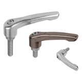 06464 - Clamping levers with external thread, stainless steel