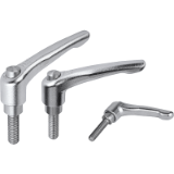 06464 - Clamping levers with protective cap with external thread, stainless steel
