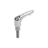 06464 - Clamping lever, stainless steel with extended collar with male thread, steel parts stainless steel