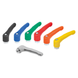 06600-55 - Clamping lever plastic with internal thread, steel parts blue passivated