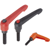 06610 - Clamping levers with push button external thread