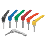 06611 - Clamping levers with plastic handle external thread, metal parts stainless steel