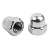 07280-01 - Hex cap nut, high style DIN 1587 steel or stainless steel