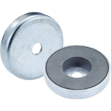 09070 - 磁铁（带座磁铁），带圆柱形钻孔，材质为永磁铁氧体