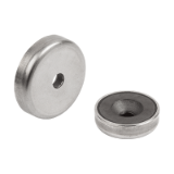 09071-10 - Magnets shallow pot with countersink hard ferrite with stainless-steel housing