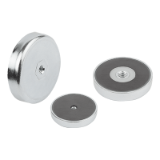 09072-10 - Shallow pot magnets with internal thread hard ferrite