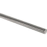 22425 - Gear racks round, stainless steel toothing milled, straight teeth, engagement angle 20°
