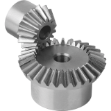 22430 - Bevel gears in steel, ratio 1:2; toothing milled, straight teeth, engagement angle 20°