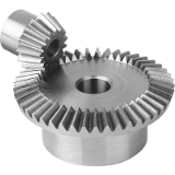 22430 - Ingranaggi conici in acciaio, rapporto di trasmissione 1:3 dentatura fresata, dentatura dritta, angolo di pressione 20°