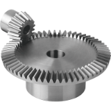 22430 - Bevel gears in steel, ratio 1:4; toothing milled, straight teeth, engagement angle 20°
