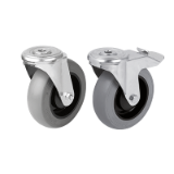 95026-01 - Rodillos guía de chapa de acero con agujero posterior con neumáticos de goma blanda