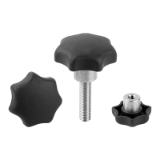 06210 - Star grips, plastic, metal detectable with protruding steel bush